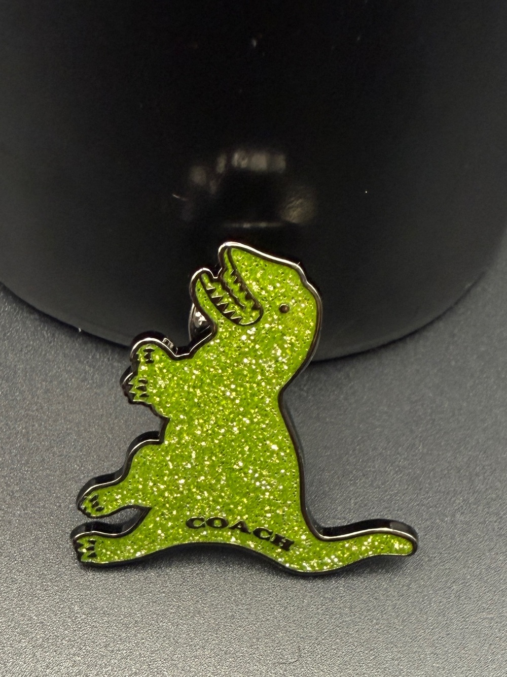 Coach Green Glitter Dinosaur Enamel Pin